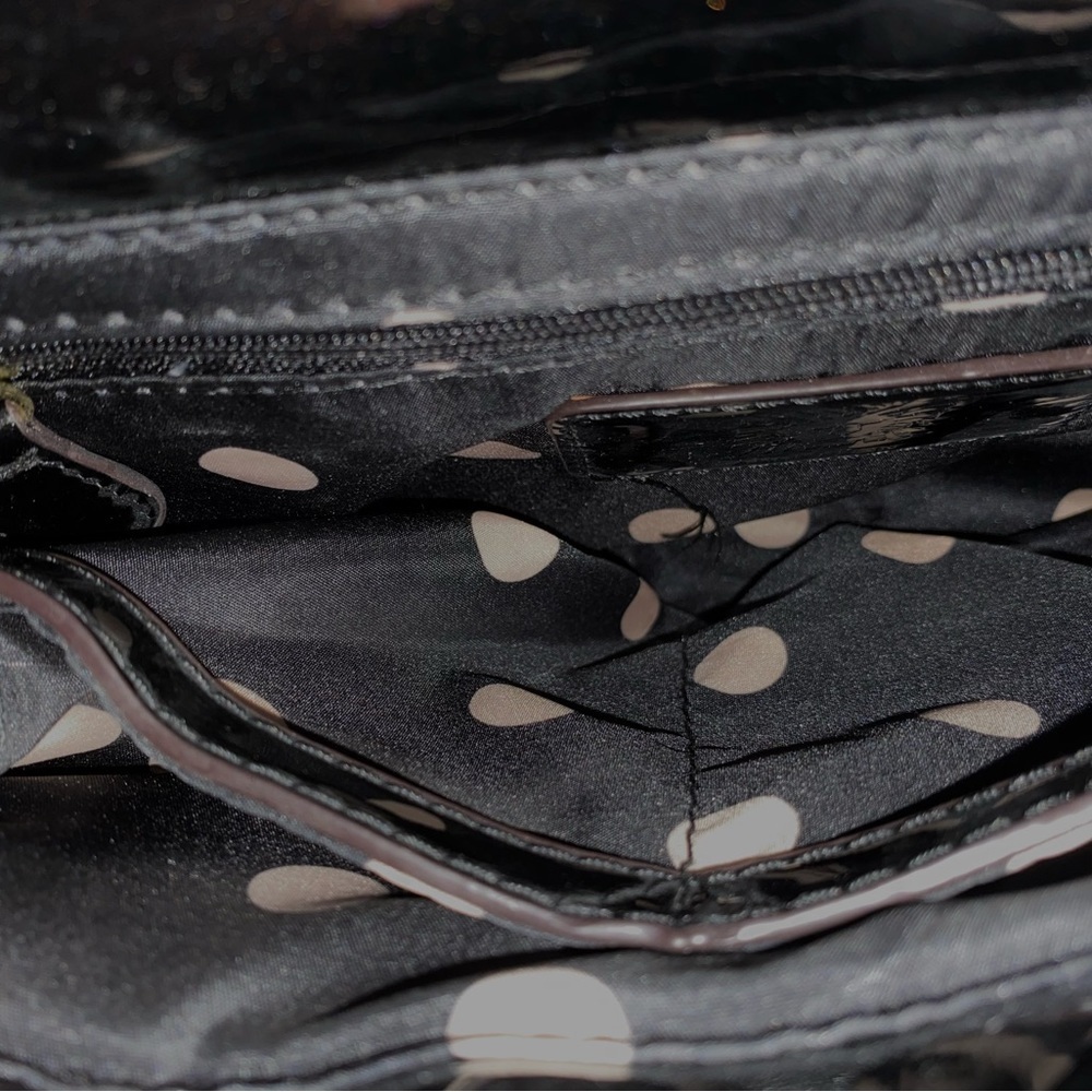 Anne Klein Black Quilted Patent Shoulder Bag Gold Tone Hardware - Picture 8 of 8